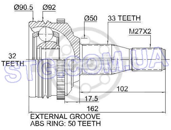 Левая полуось CH122059A Interparts