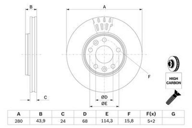 Тормоз дисковый передний Bosch 986479553 цена, от 44.54 USD