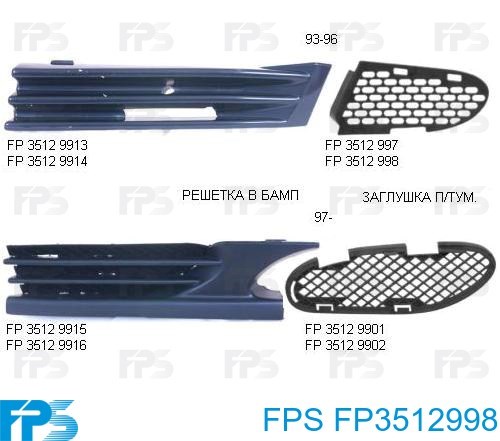 FP3512998 FPS Правая решетка переднего бампера