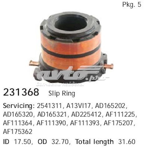 231368 Cargo tubo coletor de rotor do gerador