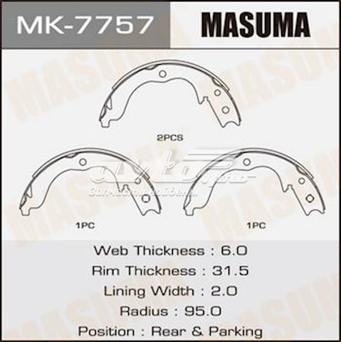Колодки тормозные задние барабанные MASUMA MK7757