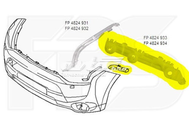Кронштейн бампера переднего правый FP4824934 FPS