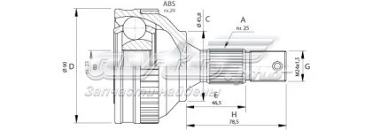 95656595 Peugeot/Citroen junta homocinética externa dianteira