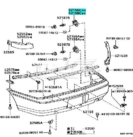 Кронштейн бампера заднего внешний TOYOTA 5215520280