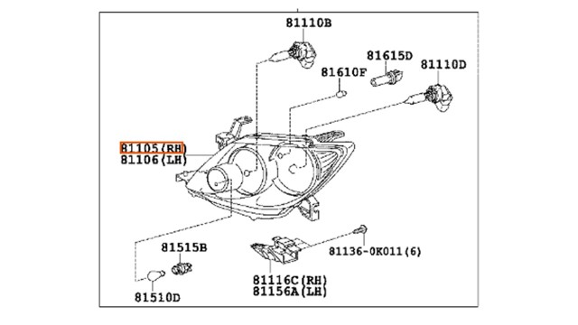 811100K120 Toyota Фара передняя правая