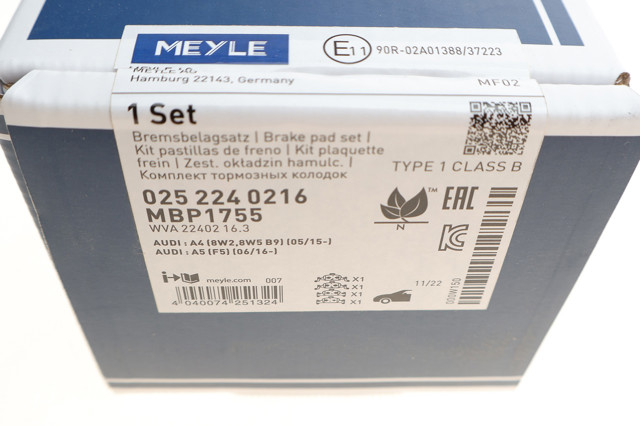 Колодки Meyle 0252240216 цена, от 56.66 USD