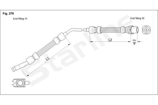 Задний правый тормозной шланг Starline HAE1219
