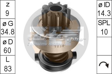 Бендикс стартера ZN1038 ZEN