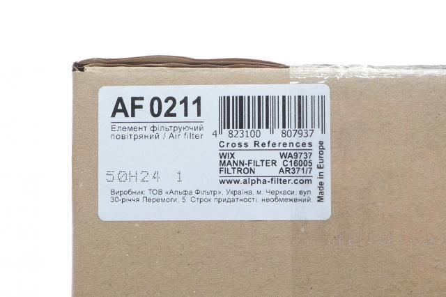 Элемент воздушного фильтра Alpha Filter AF0211 цена, от 348.75 UAH