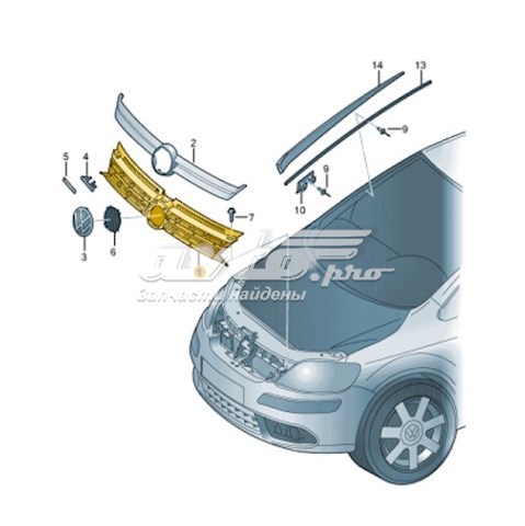 Grelha do radiador para Volkswagen Golf (521)