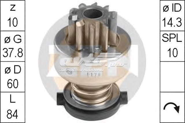 Бендикс стартера ZEN ZN1178