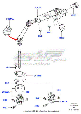 1369608 Ford acoplamento do veio de transmissão de direção