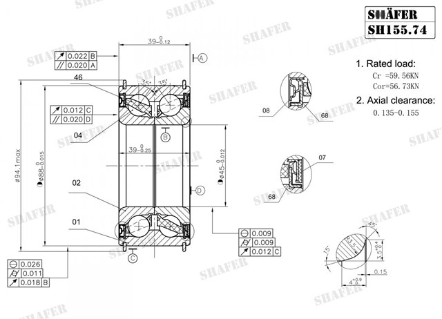 Купить SH15574K Shafer Подшипник передней ступицы