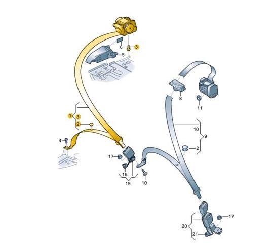 Ремень безопасности задний правый 8W8857806AV04 VAG