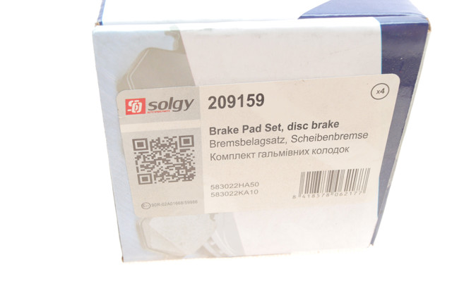Задние дисковые колодки Solgy 209159