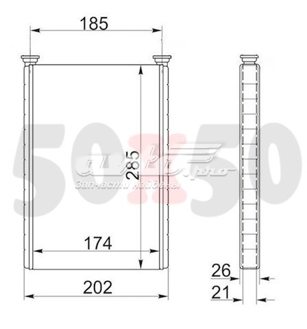 STHD283950 SAT Радиатор отопителя салона
