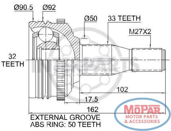 Купить CH122059A Interparts Привод в сборе левый