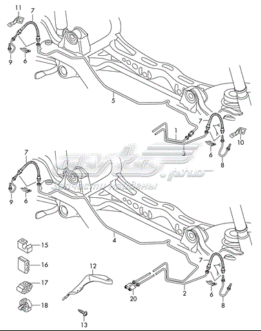 Шланг тормозной задний левый VAG 3C0611763A