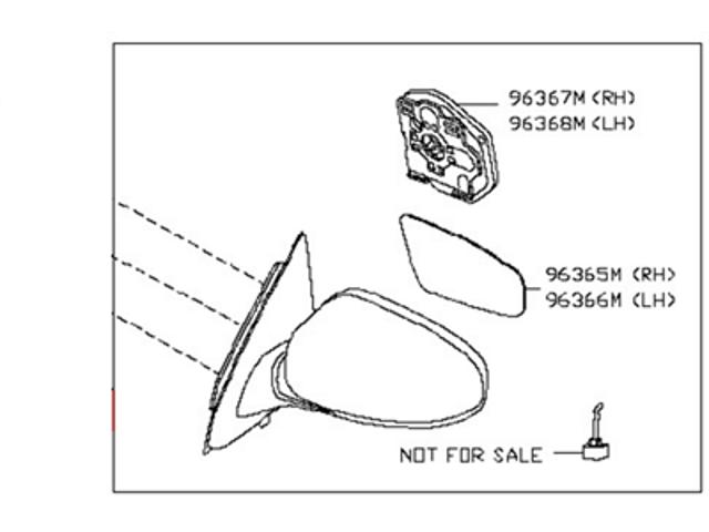 Зеркало заднего вида, левое Nissan/Infiniti 963029PJ9D цена, от 216.46 USD