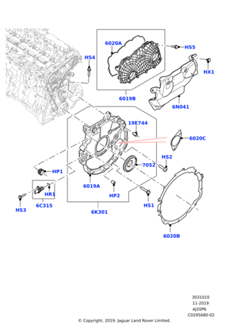 LR122697 Land Rover Сальник коленвала двигателя, задний