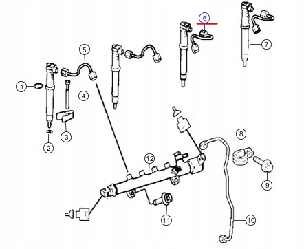 Трубка топливная форсунки 3-го цилиндра K68089430AB Fiat/Alfa/Lancia