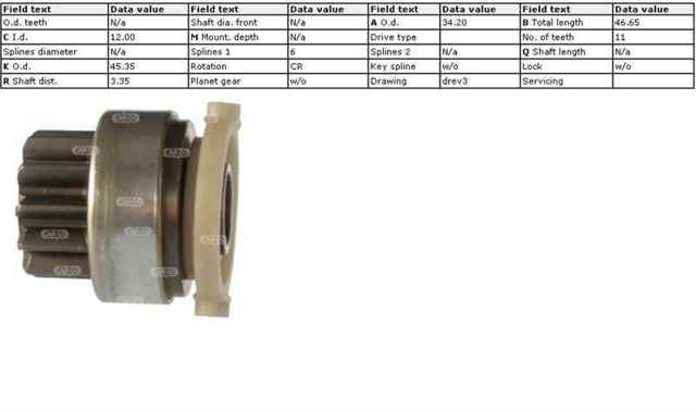 Купить ZN1585 ZEN Бендикс стартера