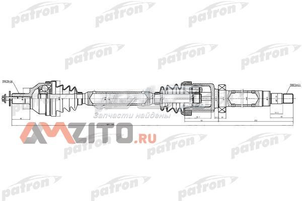 Полуось (привод) передняя правая PDS0381 Patron
