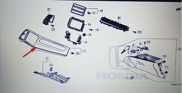 77225T7WA01ZC Honda Молдинг (накладка) приборной панели "торпедо" правый