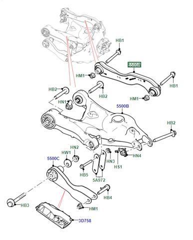 LR093581 Land Rover Балансир задний верхний