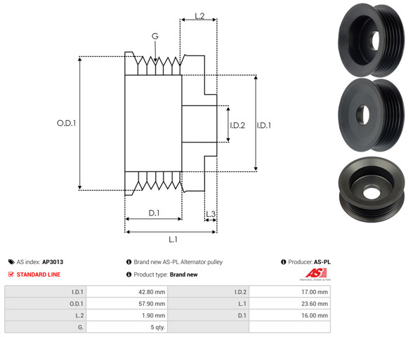 Инерционный шкив AS/Auto Storm AP3013 цена, от 4.33 USD