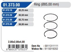 Кольца поршневые компрессора на 1 цилиндр, 2-й ремонт (+0,50) Yumak 0137320