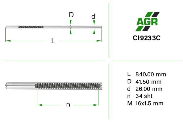 Вал (шток) рулевой рейки CI9233C AGR