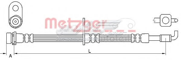 4111332 Metzger mangueira do freio dianteira direita