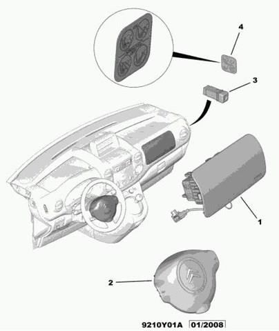 Кнопка отключения подушек безопасности AIRBAG на Citroen C3 I 