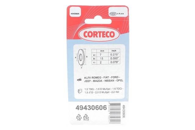 Кольцо форсунки 49430606 Corteco