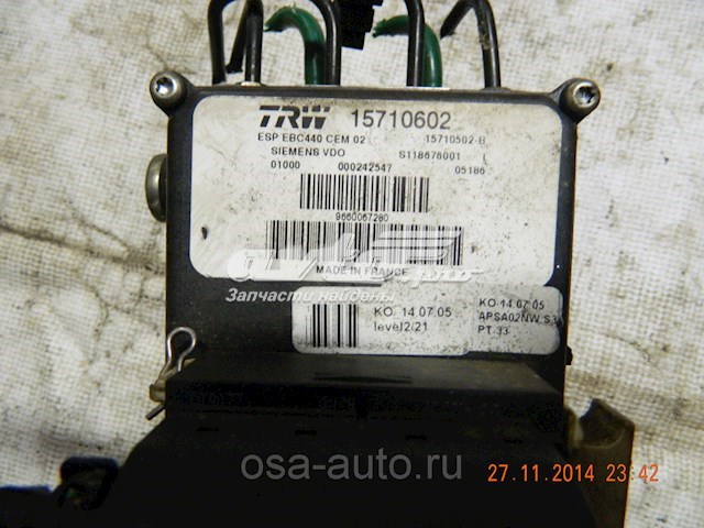 Unidade hidráulico de controlo ABS para Peugeot 407 SW 6E