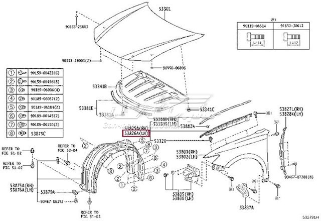 5380633050 Toyota Уплотнитель крыла
