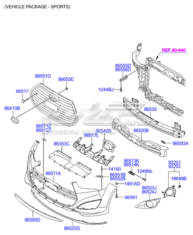 865612V510 Hyundai/Kia Решетка радиатора
