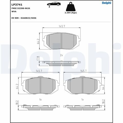 Передние тормозные колодки LP3741 Delphi