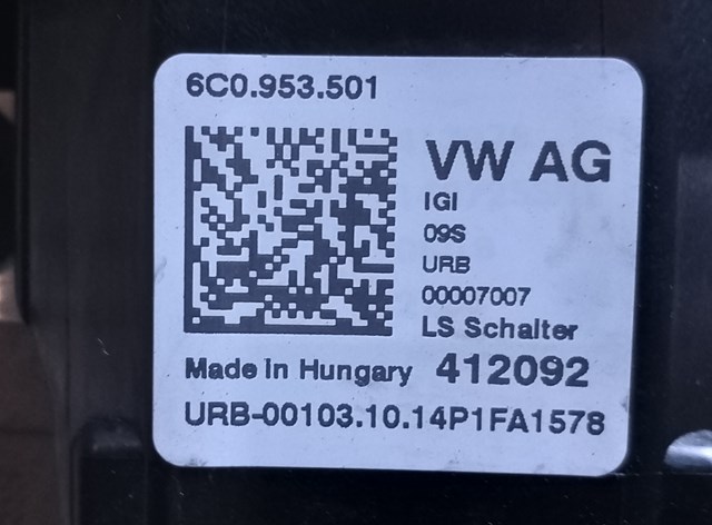 6C0953501 VAG Conmutador columna dirección original y equivalente