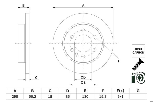 Тормозные диски 0986479H07 Bosch