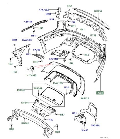Задний бампер LR112604 Land Rover