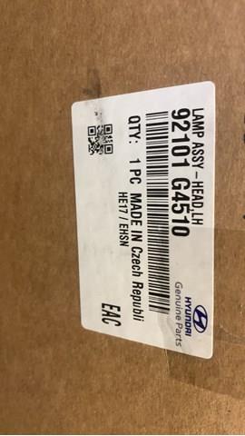 Фара левая Hyundai/Kia 92101G4510 цена, от 395.48 USD