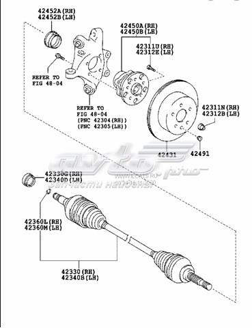 Полуось задняя левая Toyota 4234030151 цена, от 25.96 USD