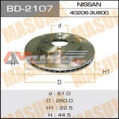 BD2107 Masuma Диск тормозной передний