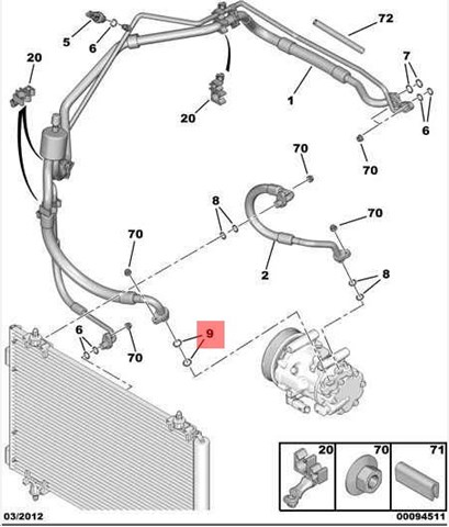 Bucim do compressor de aparelho de ar condicionado para Citroen Berlingo (B9)