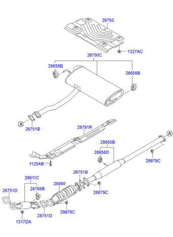 286102S100 Hyundai/Kia silenciador, parte dianteira