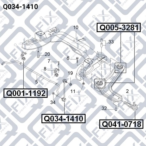 Тяга переднего стабилизатора Q-fix Q0341410 цена, от 6.62 USD