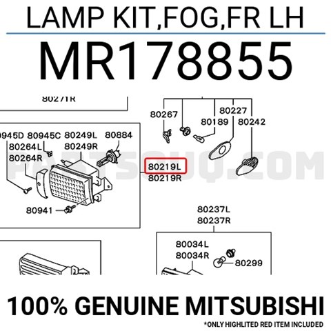 MR178855 Mitsubishi luzes de nevoeiro esquerdas