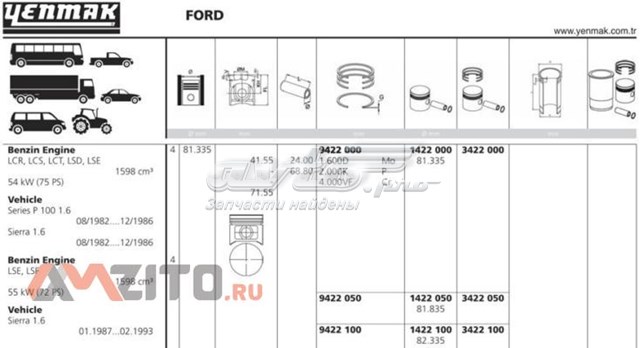 1422000 Yenmak pistão do kit para 1 cilindro, std